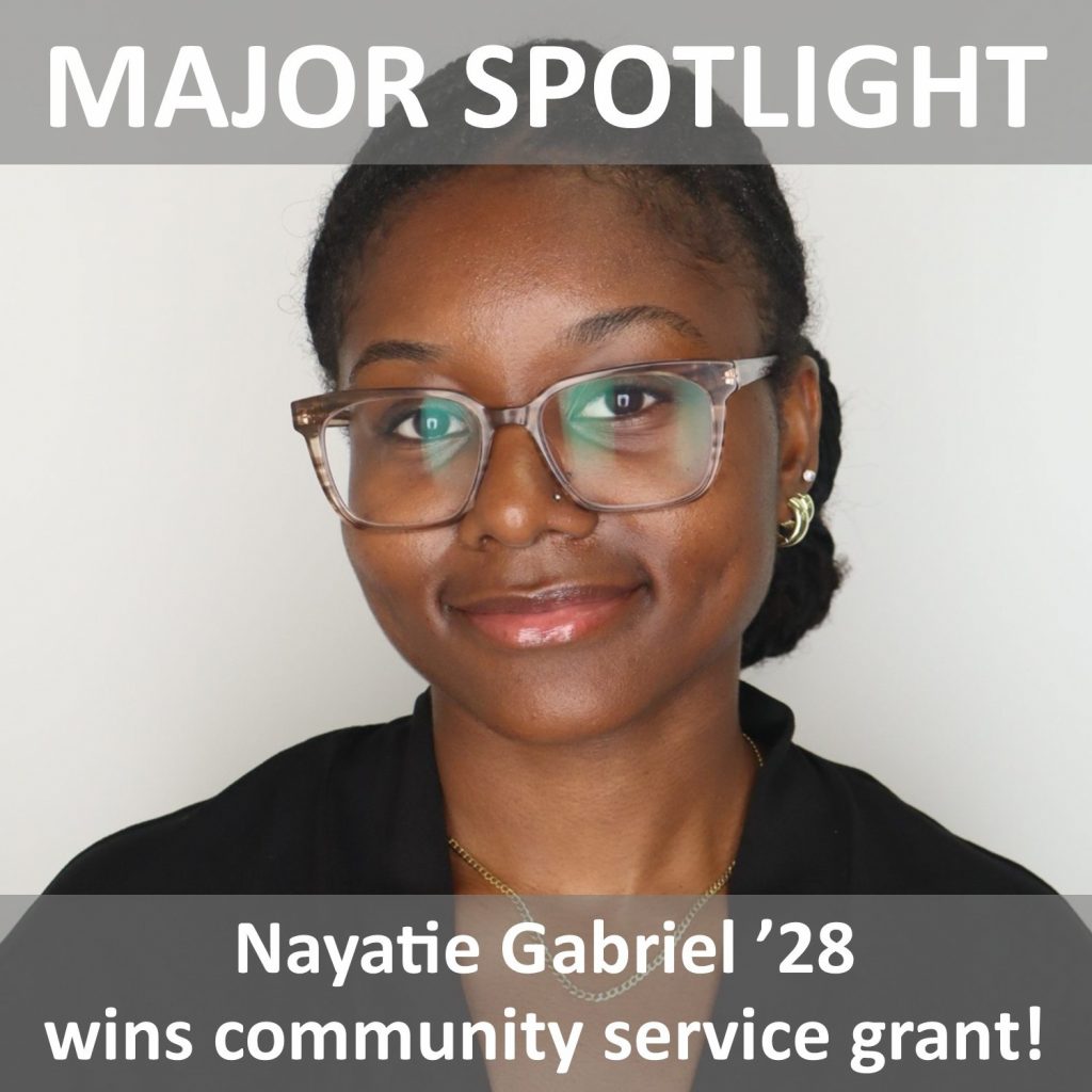 Individualized Major Nayatie Gabriel poses for photo. Major Spotlight: Nayatie Gabriel wins community service grant!